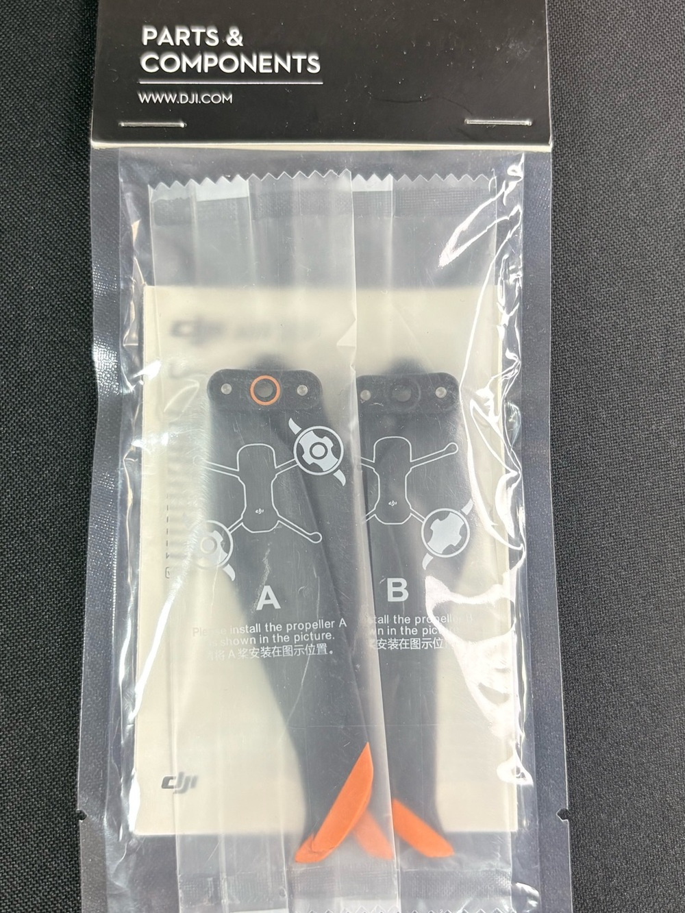 DJI Black Propellers with Orange Tips - Parts & Components